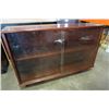 Image 2 : Brown wooden glass door display case with door lock and key 44"L x 28"H X 12"D
