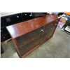 Image 3 : Brown wooden glass door display case with door lock and key 44"L x 28"H X 12"D