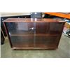 Image 7 : Brown wooden glass door display case with door lock and key 44"L x 28"H X 12"D
