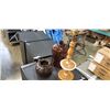 Image 1 : Vintage wooden  Lamp with  Glass jug and clay pot