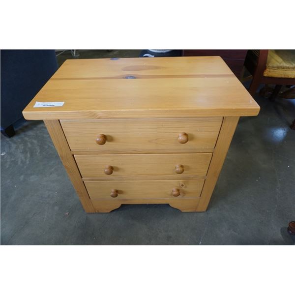 Pine 3 drawer nightstand - 27.5 inches wide X 17.5 deep X 26 tall