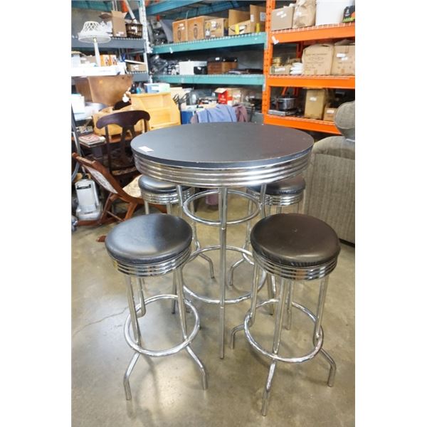 Bar height table and 4 bar stools - 30.5 inch diameter x 41.5 tall