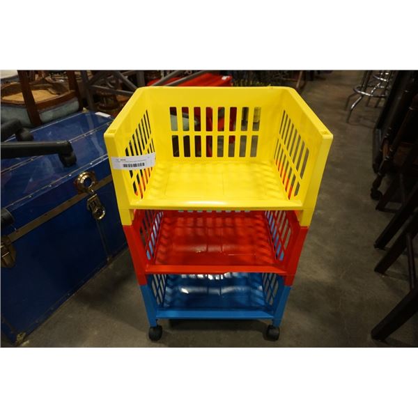 3 TIER COLORED ROLLING ORGANIZER