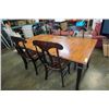 Image 1 : Dining table with leaf and 4 chairs - 55 inches long x 39 x 30 tall with 12 inch leaf
