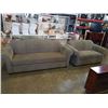 Image 1 : GREEN UPHOLSTERED STYLUS SOFA AND LOVESEAT - sofa 90 inches wide, loveseat 68 inches wide