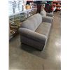 Image 3 : GREEN UPHOLSTERED STYLUS SOFA AND LOVESEAT - sofa 90 inches wide, loveseat 68 inches wide