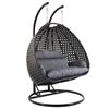 Image 1 : BRAND NEW MODERN RATTAN OUTDOOR DOUBLE HANGING EGG CHAIR RETAIL $2199 W/ CHARCOAL CUSHIONS - UV AND 