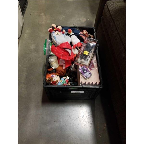 Folding crate of vintage collectibles