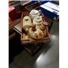 Image 1 : Tray of pottery teapots and more