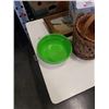 Image 3 : Wicker vanity mirror, wicker baskets German bowl and pictures
