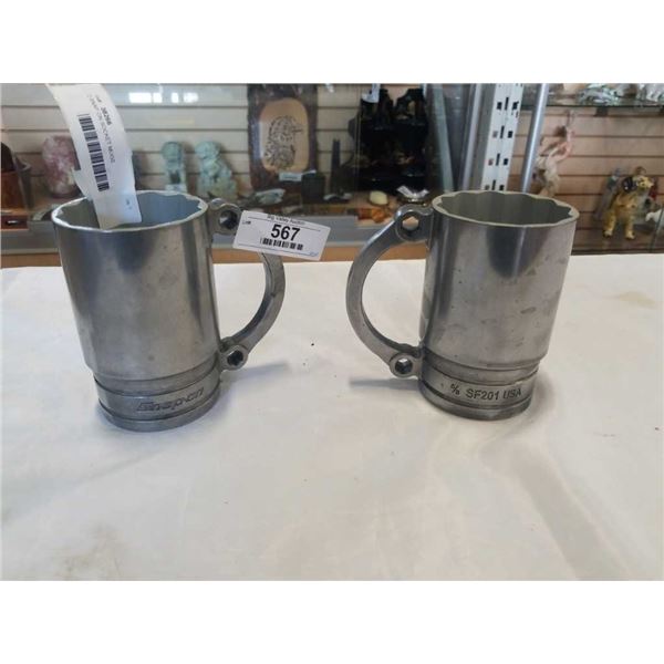 2 SNAP ON SOCKET MUGS