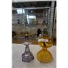 Image 1 : AMETHYST GLASS OIL LAMP AND YELLOW GLASS OIL LAMP