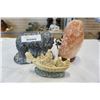 Image 1 : STONE BEAR FIGURE, ROCK SALT LAMP, AND CARVED BOAT