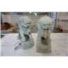 Image 1 : 2 HAND CARVED STONE FOO DOG FIGURES 7 INCHES TALL