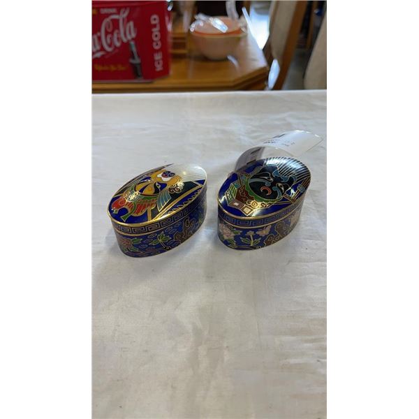 2  CLOISONNE LIDDED EASTERN DISHES