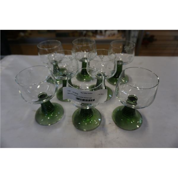 Set of 8 German Crystal etched cups