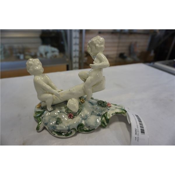 KIDS ON SEE SAW PAINTED FIGURE - SIGNED BASSANO