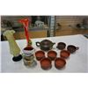 Image 1 : 3 PIECES OF ART GLASS AND CERAMIC TEA SET