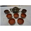 Image 9 : 3 PIECES OF ART GLASS AND CERAMIC TEA SET