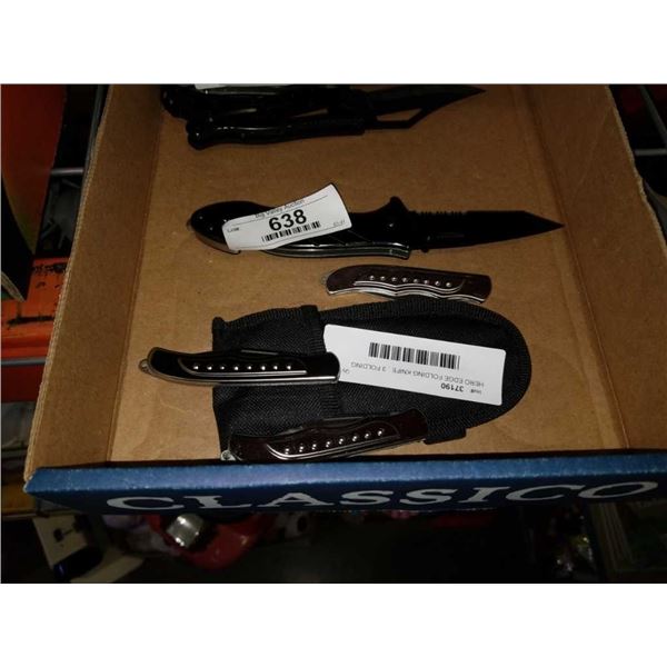 HERO EDGE FOLDING KNIFE , 3 FOLDING KNIVES AND 4 THROWING KNIVES