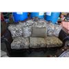 Image 8 : OVERSIZED 3 PIECE WOOD FRAMED STUDDED SOFA SET - RIP IN LOVESEAT ARM - sofa 90 inches wide, loveseat