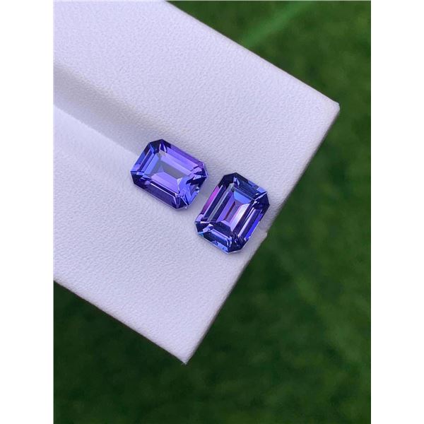 Natural Emerald Cut Tanzanite Pair 3.58 Carats - VVS