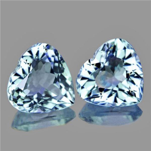 Natural Aquamarine Heart Pair 7.50 MM {Flawless-VVS1}