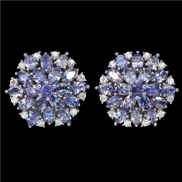 Natural Unheated Oval Tanzanite Earrings