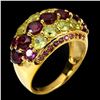 Image 2 : Natural Rhodolite Garnet & Peridot Ring