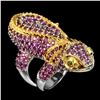 Image 1 : Natural  Rhodolite Garnet & Chrome Diopside Ring
