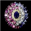Image 1 : Natural Sapphire Amethyst Aquamarine Garnet Ring
