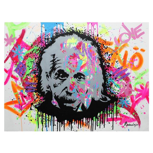 Nastya Rovenskaya- Original Oil on Canvas "Einstein is Right Again"