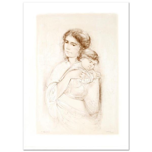 "Leona and Baby" Limited Edition Lithograph by Edna Hibel, Numbered and Hand Signed with Certificate