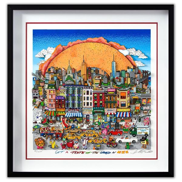 Charles Fazzino- 3D Construction Silkscreen Serigraph "Get A Taste of the World in N.Y.C"