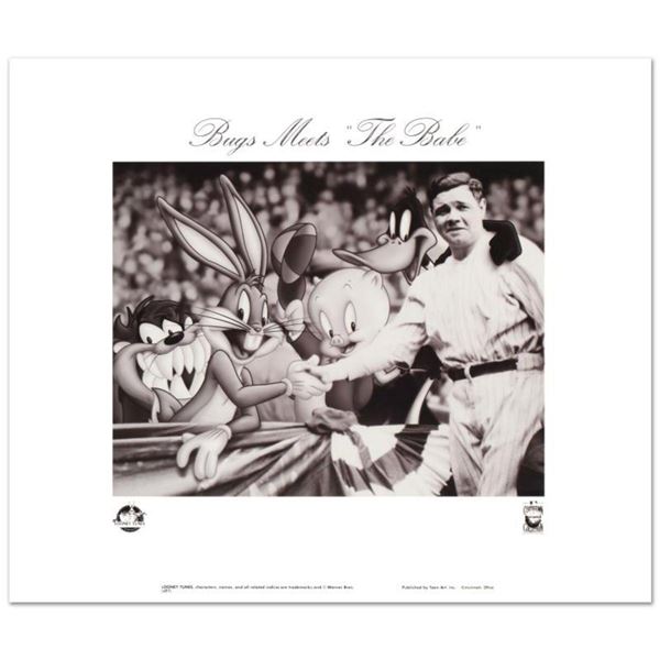 "Bugs Meets The Babe" is a Collectible Lithograph from Warner Bros., Bearing the Official Seal of Au