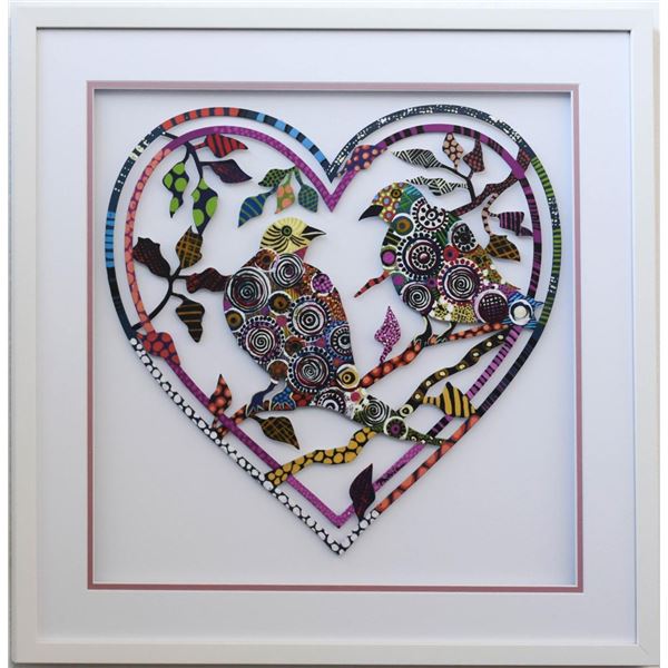 Patricia Govezensky- Original Painting on Laser Cut Steel  Love Birds XVII 