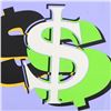 Image 2 : Steve Kaufman (1960-2010) "Dollar Sign (Purple)" Limited Edition Hand Pulled Silkscreen on Canvas, N
