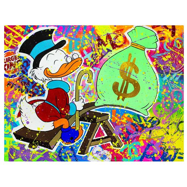 Nastya Rovenskaya- Original Oil on Canvas "Playing with Money"