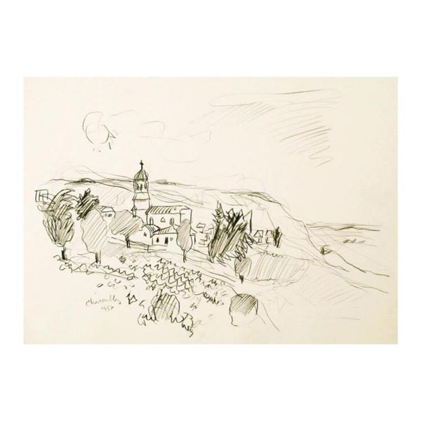 Wayne Ensrud "Chiroubles in Beajuolais, France" Pencil Original Artwork; Hand Signed; COA