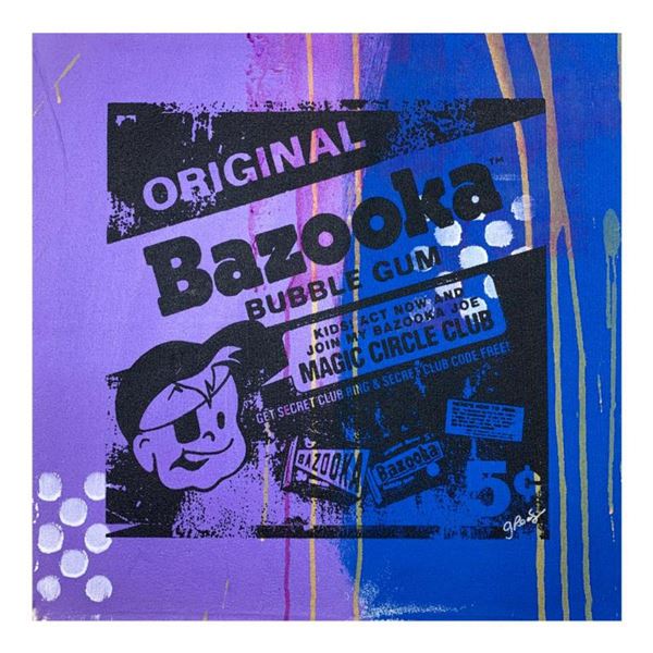 Gail Rodgers, "Bazooka Joe" Hand Signed Original Hand Pulled Silkscreen Mixed Media on Canvas with L