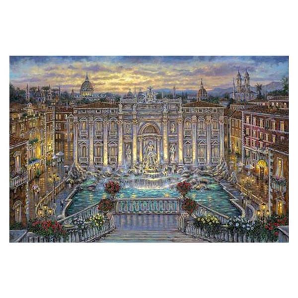Robert Finale, "Trevi Fountain" Hand Signed, Artist Embellished Limited Edition on Canvas with COA.