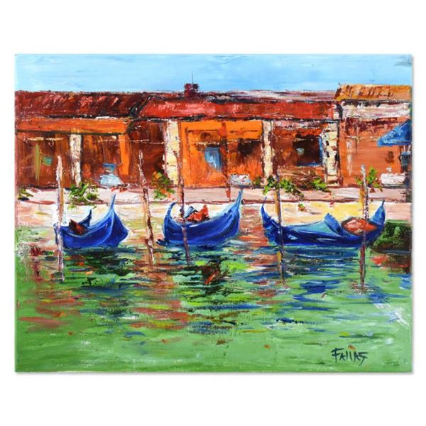 Elliot Fallas, "Weekend In Venice" Original Oil Painting on Canvas, Hand Signed with Letter of Authe