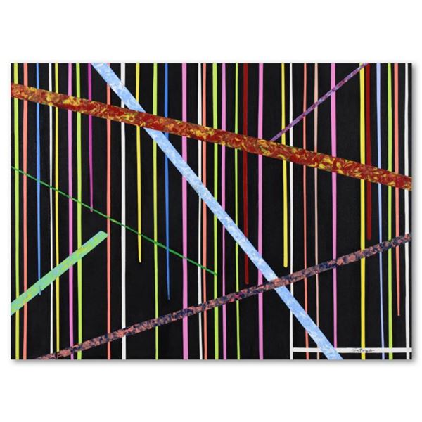 Tom Pergola, "Colorful Lines" Original Acrylic Painting on Gallery Wrapped Canvas, Hand Signed with 