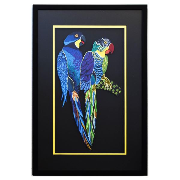 Patricia Govezensky- Original Painting on Laser Cut Steel "Two Parrots XII"