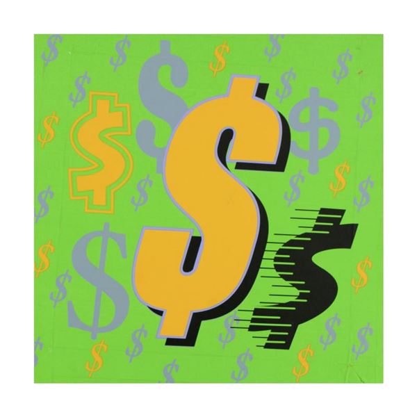 Steve Kaufman (1960-2010) "Dollar Signs (Green Italic)" Limited Edition Hand Pulled Silkscreen on Ca