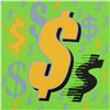 Image 2 : Steve Kaufman (1960-2010) "Dollar Signs (Green Italic)" Limited Edition Hand Pulled Silkscreen on Ca