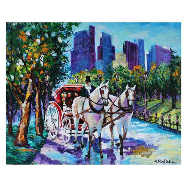 Yana Rafael, "Visit to the City" Hand Signed Original Painting on Canvas with COA.