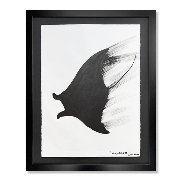 Wyland, "Manta" Framed Original Watercolor Painting Hand Signed with Letter of Authenticity.