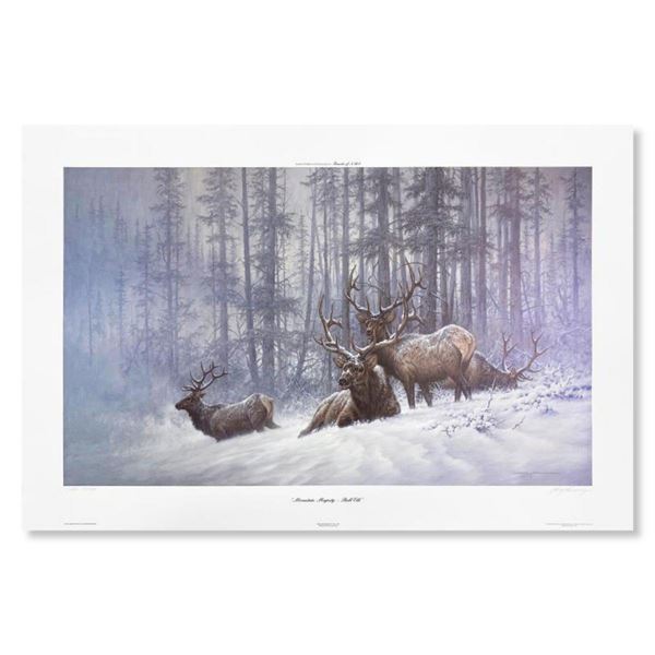 Larry Fanning, "Mountain Majesty (Bull Elk, NRA Edition)" Hand Signed Limited Edition Lithograph wit