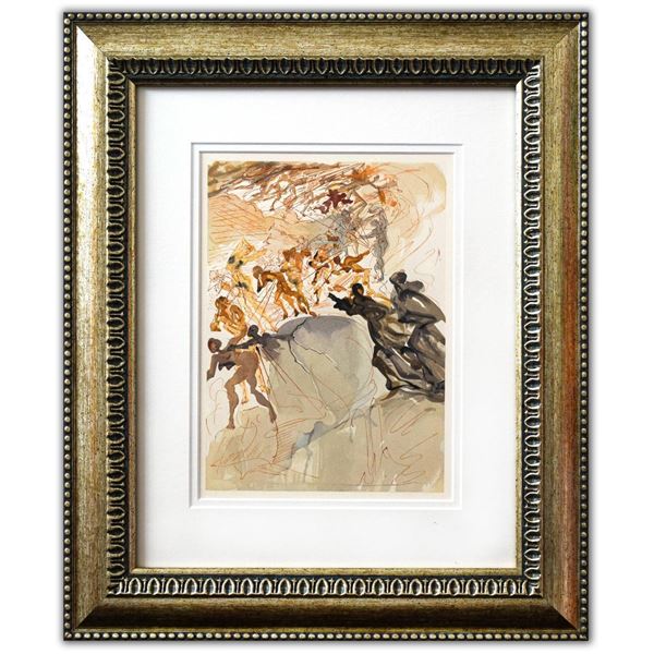 Salvador Dali- Original Color Woodcut on B.F.K. Rives Paper "Purgatory 25"